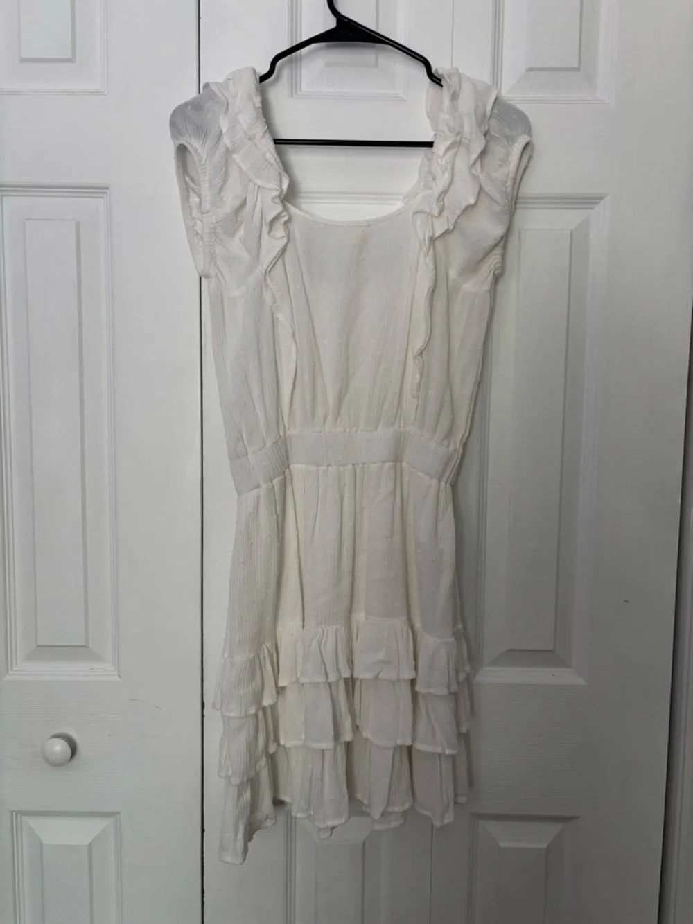 Surf Gypsy White Ruffled Neckline Mini Dress - Picture 4 of 5